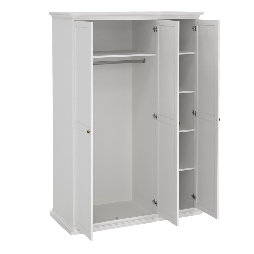 Paroya Wooden Wardrobe With 3 Doors In White