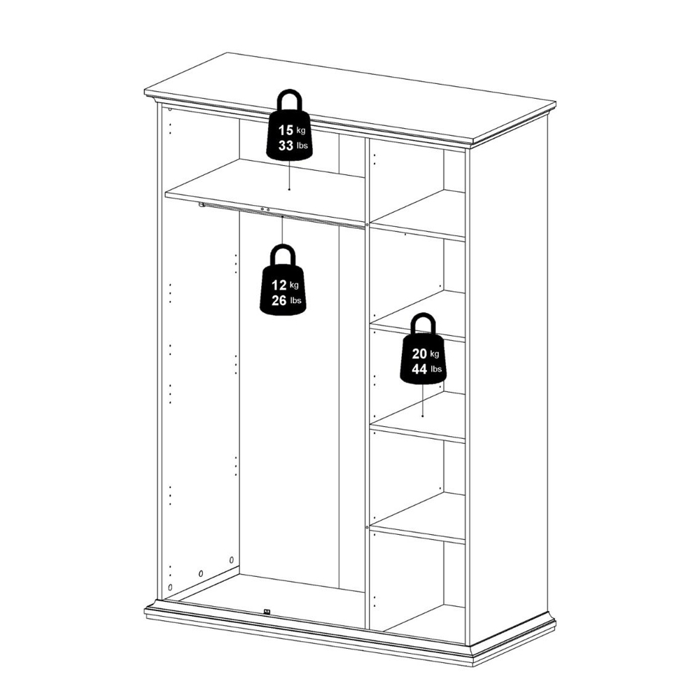 Paroya Wooden Wardrobe With 3 Doors In White