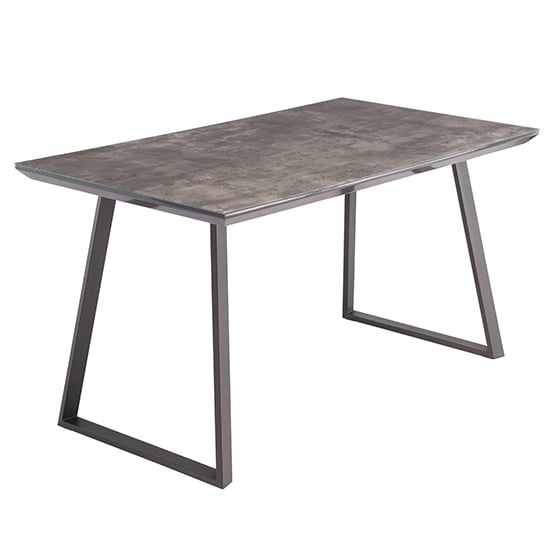 Photo of Paroz glass top dining table in grey with grey metal legs