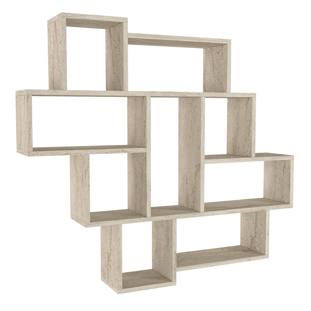 Paroza Wooden Wall Hung Shelving Unit in Travertine Marble Effect