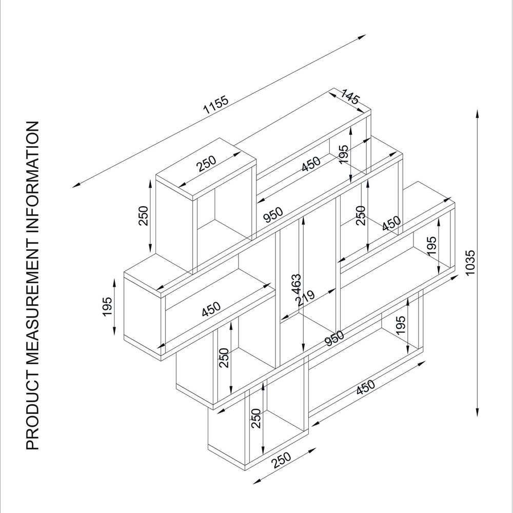 Paroza Wooden Wall Hung Shelving Unit in Travertine Marble Effect