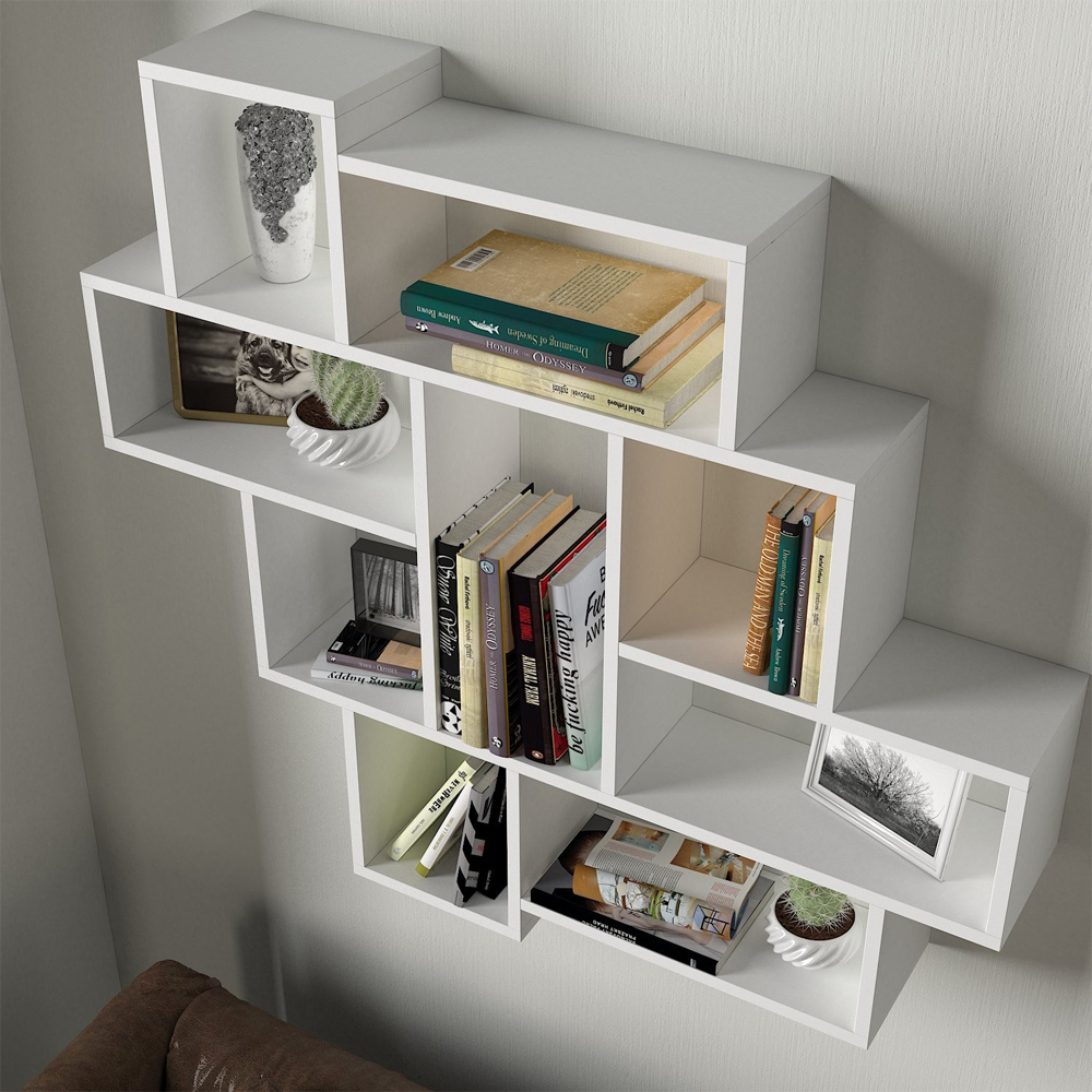 Paroza Wooden Wall Hung Shelving Unit in White