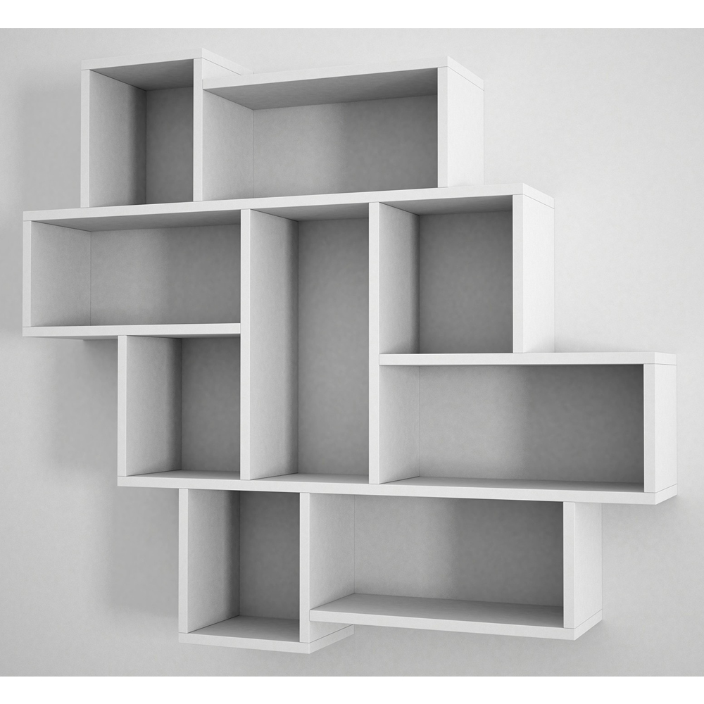 Paroza Wooden Wall Hung Shelving Unit in White