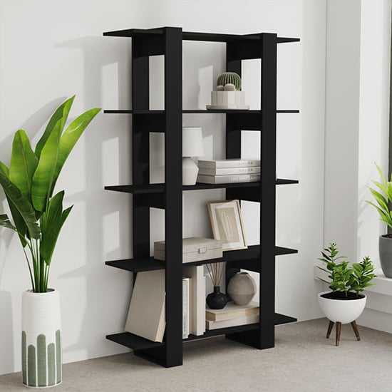 Product photograph of Parry Wooden Bookcase And Room Divider In Black from Furniture in Fashion