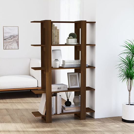Parry Wooden Bookcase And Room Divider In Brown Oak_2