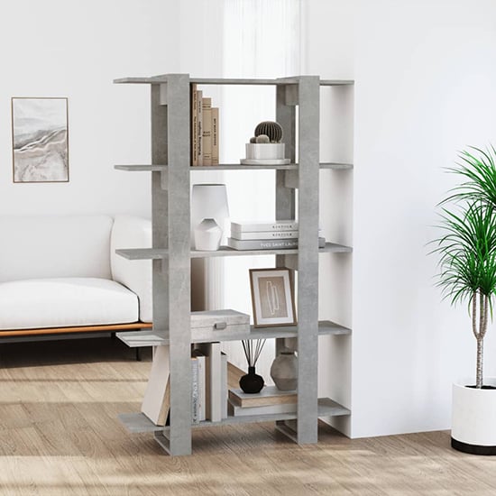 Parry Wooden Bookcase And Room Divider In Concrete Effect_2