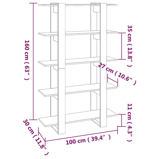 Parry Wooden Bookcase And Room Divider In Grey Sonoma Oak_5