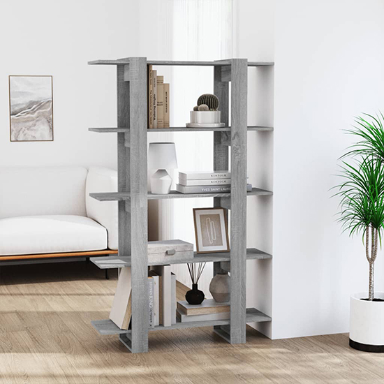 Parry Wooden Bookcase And Room Divider In Grey Sonoma Oak_2