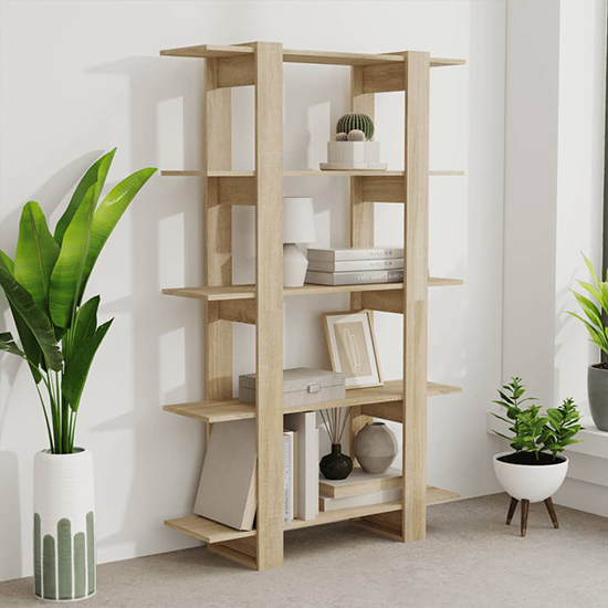 Parry Wooden Bookcase And Room Divider In Sonoma Oak