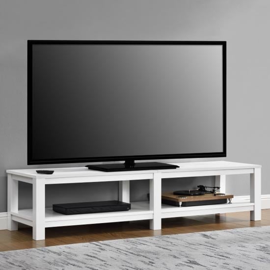 Parsons Wooden Large TV Stand In White Furniture in Fashion