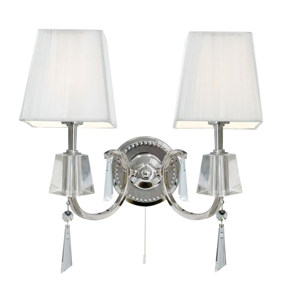 Read more about Partico 2 light white tapered shade wall light in chrome