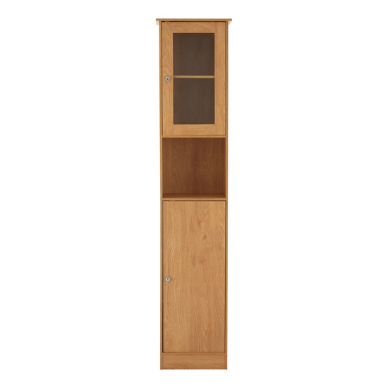 Partland Wooden Floor Standing Tall Bathroom Cabinet In Oak_2