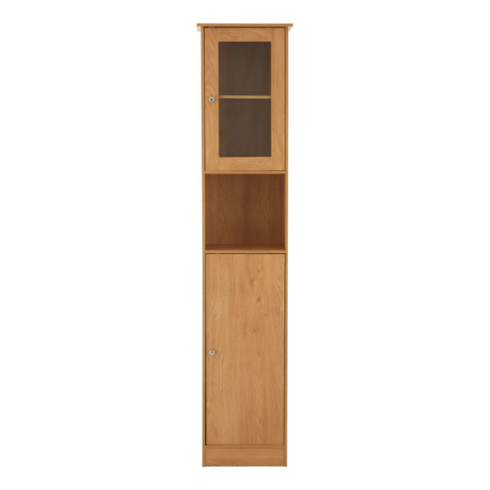 Partland Wooden Floor Standing Tall Bathroom Cabinet In Oak