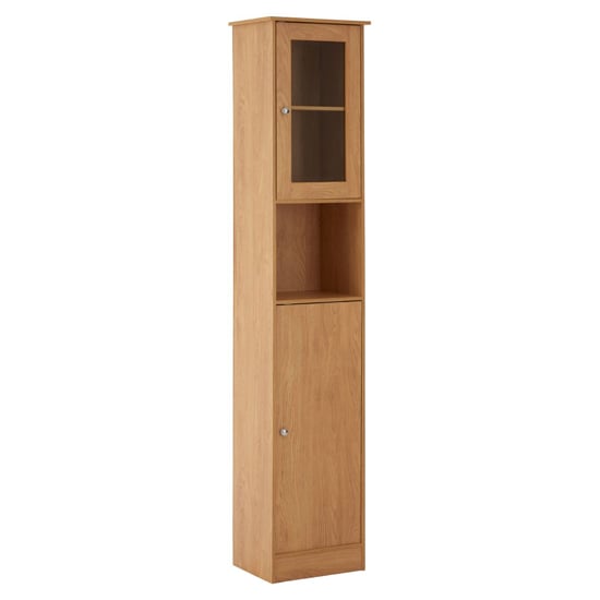 Read more about Partland wooden floor standing tall bathroom cabinet in oak