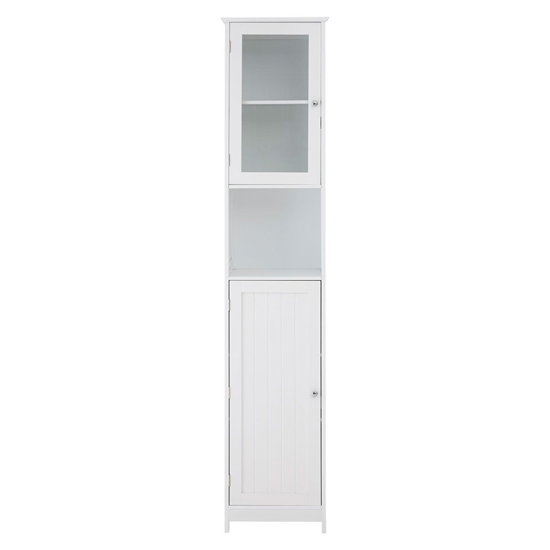 Partland Wooden Floor Standing Tall Bathroom Cabinet In White_2
