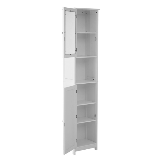 Partland Wooden Floor Standing Tall Bathroom Cabinet In White_5