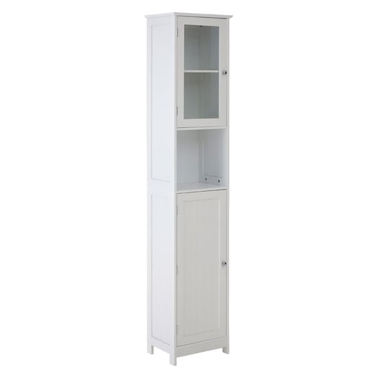 Read more about Partland wooden floor standing tall bathroom cabinet in white