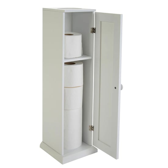 Partland Wooden Toilet Paper Cabinet In White_3