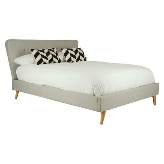 Photo of Parumleo fabric king size bed in light grey