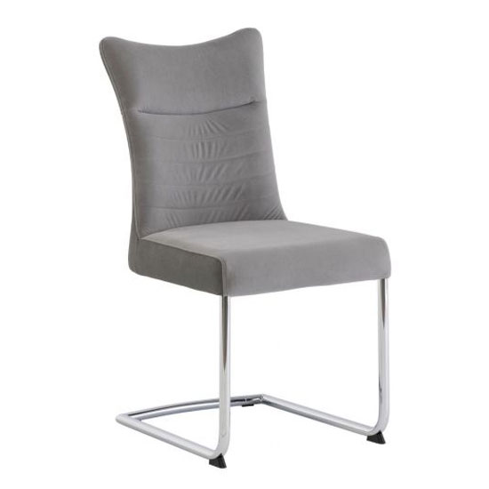 Pasake Matt Velvet And PU Dining Chair In Grey Furniture in Fashion