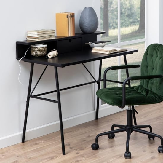 Read more about Patchogue wooden 1 drawer laptop desk in matt black