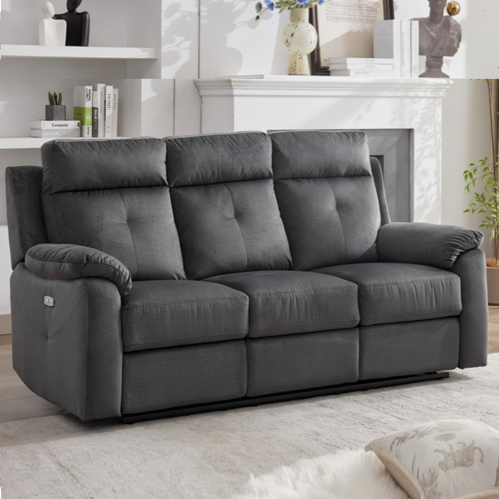 Pasco Fabric Electric Recliner Sofa Suite In Anthracite