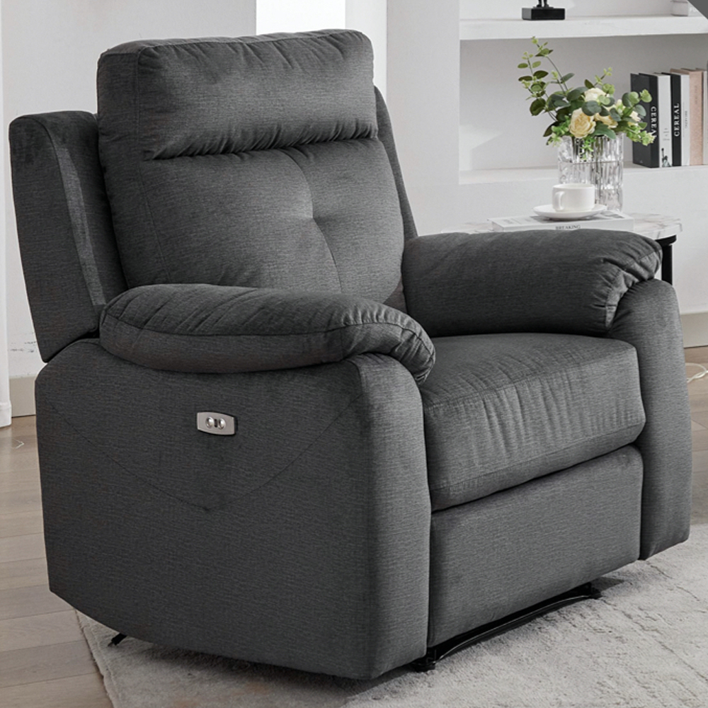 Pasco Fabric Electric Recliner Sofa Suite In Anthracite