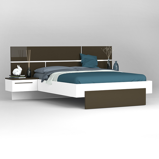 Pasco LED Wooden King Size Bed In Grey And White High Gloss_4