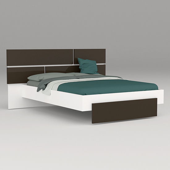 Pasco LED Wooden King Size Bed In Grey And White High Gloss_6
