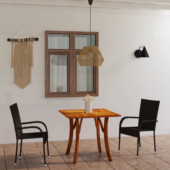 Product photograph of Pasco Small Wooden Rattan 3 Piece Garden Dining Set In Brown from Furniture in Fashion