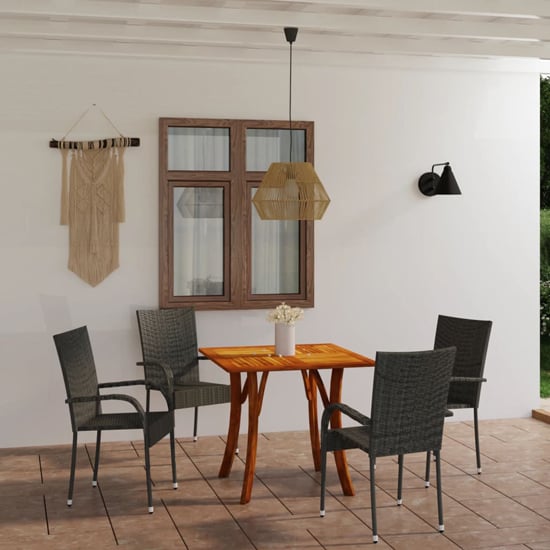 Product photograph of Pasco Small Wooden Rattan 5 Piece Garden Dining Set In Grey from Furniture in Fashion