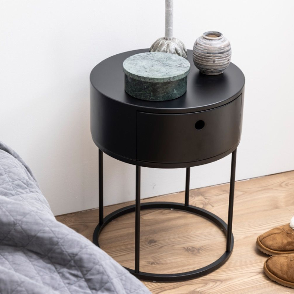 Read more about Pasco wooden bedside cabinet with 1 drawer in black
