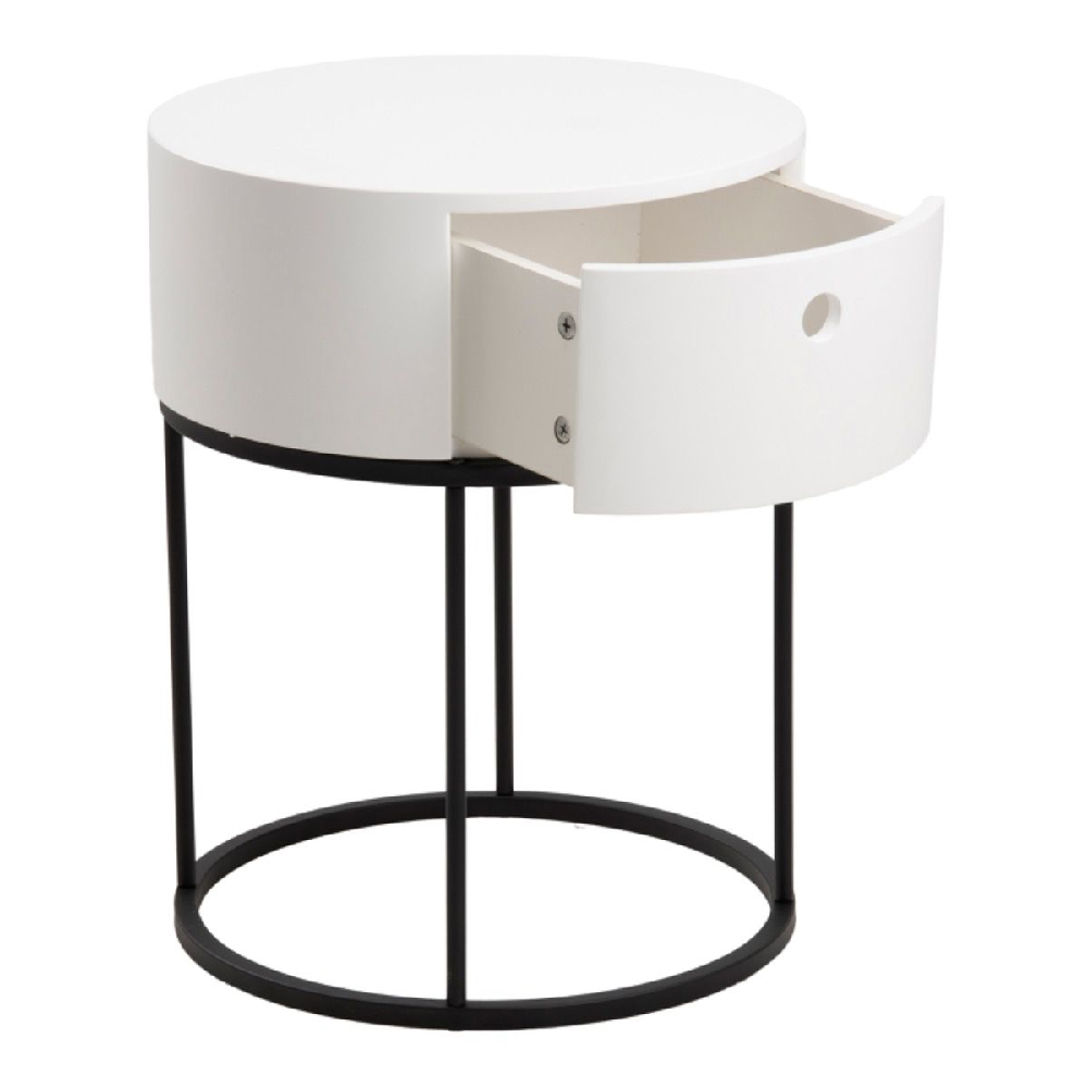 Pasco Wooden Bedside Cabinet With 1 Drawer In White