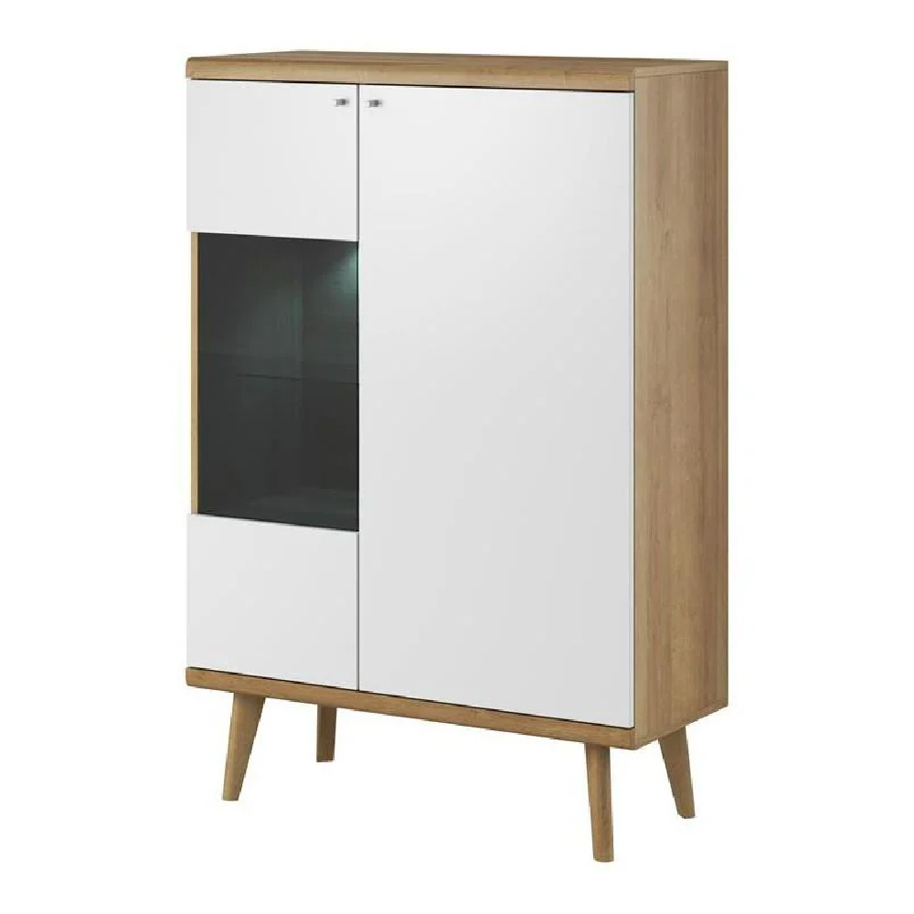 Pasco Wooden Display Cabinet With 2 Doors In Matt White And Oak