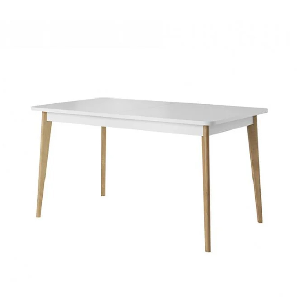 Pasco Wooden Extendable Dining Table In Matt White And Oak