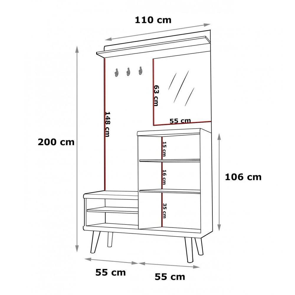 Pasco Wooden Hallway Furniture Set In Matt White And Oak