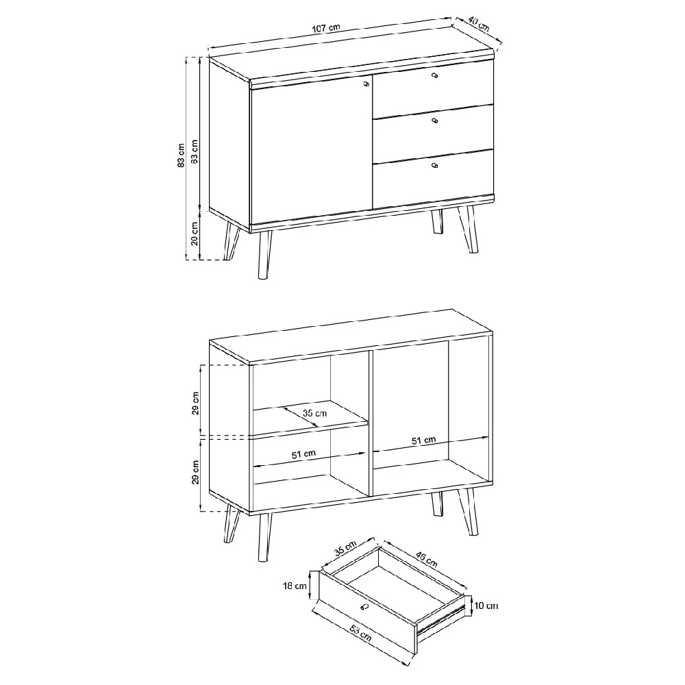 Pasco Wooden Sideboard With 1 Door 3 Drawers In Matt White Oak