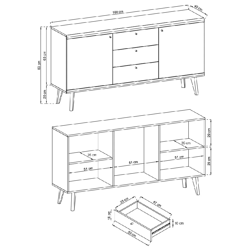 Pasco Wooden Sideboard With 2 Doors 3 Drawers In Matt White Oak
