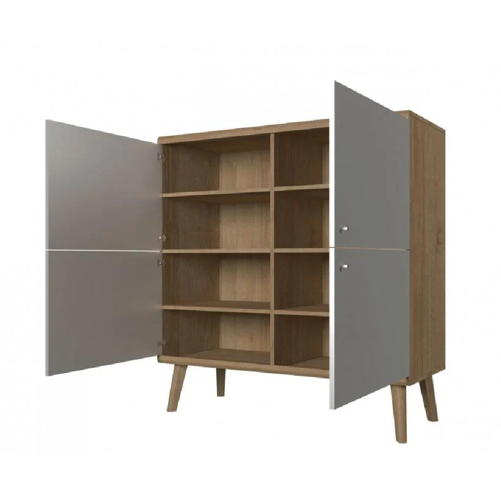 Pasco Wooden Storage Cabinet With 4 Doors In Matt White And Oak
