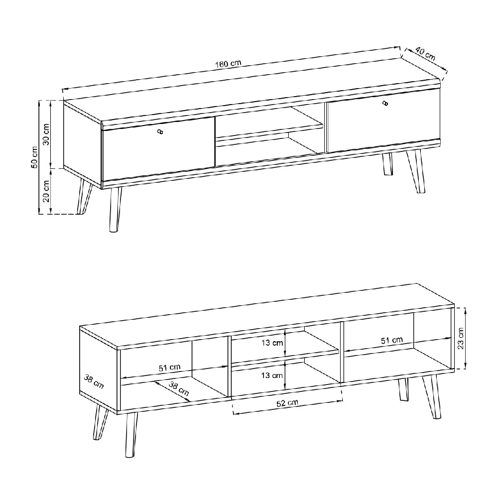 Pasco Wooden TV Stand With 2 Shelves In Matt White And Oak