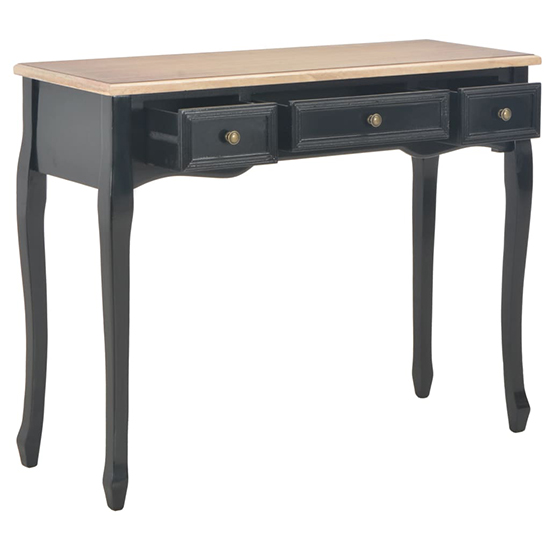 Pasgen Wooden Dressing Console Table With 3 Drawers In Black_2