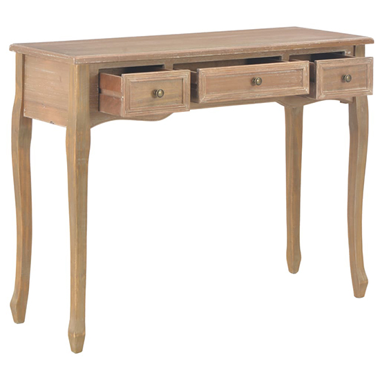 Pasgen Wooden Dressing Console Table With 3 Drawers In Brown
