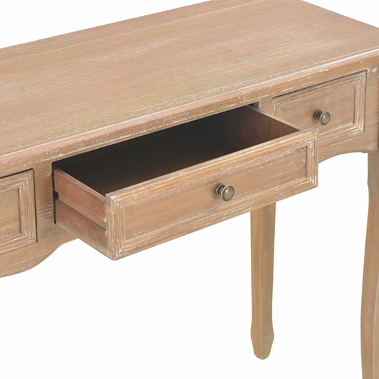 Pasgen Wooden Dressing Console Table With 3 Drawers In Brown