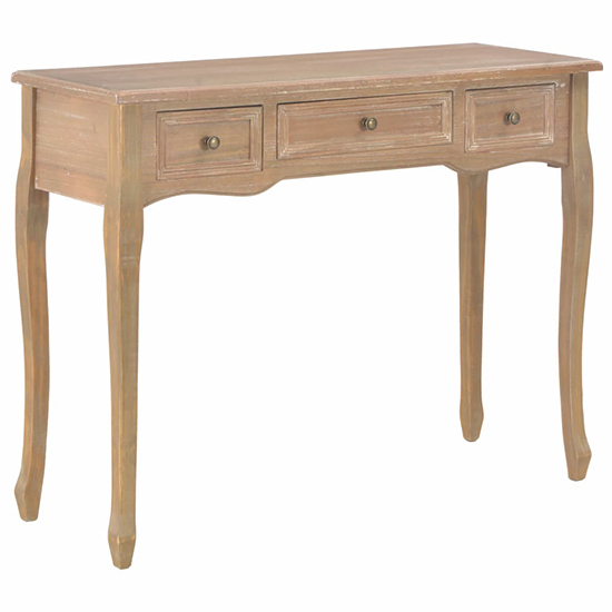 Pasgen Wooden Dressing Console Table With 3 Drawers In Brown