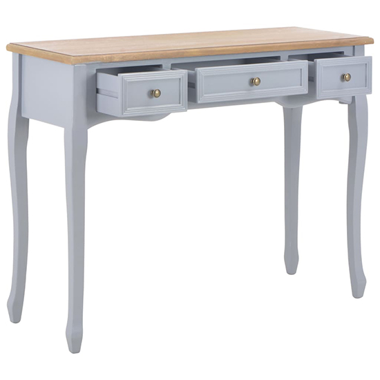 Pasgen Wooden Dressing Console Table With 3 Drawers In Grey_2