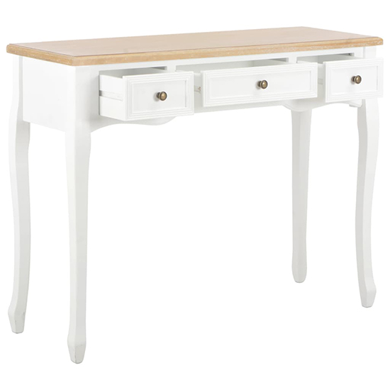 Pasgen Wooden Dressing Console Table With 3 Drawers In White