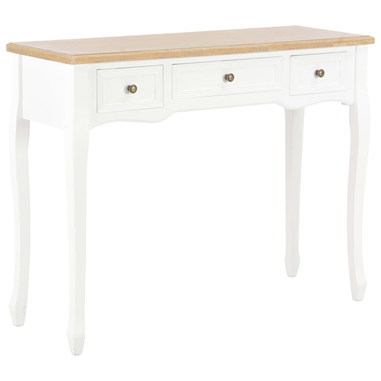 Pasgen Wooden Dressing Console Table With 3 Drawers In White