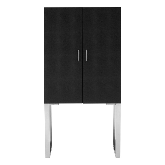 Pasico Faux Shark Skin Leather Small Storage Cabinet In Black