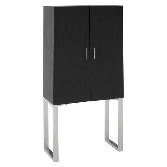 Read more about Pasico faux shark skin leather small storage cabinet in black