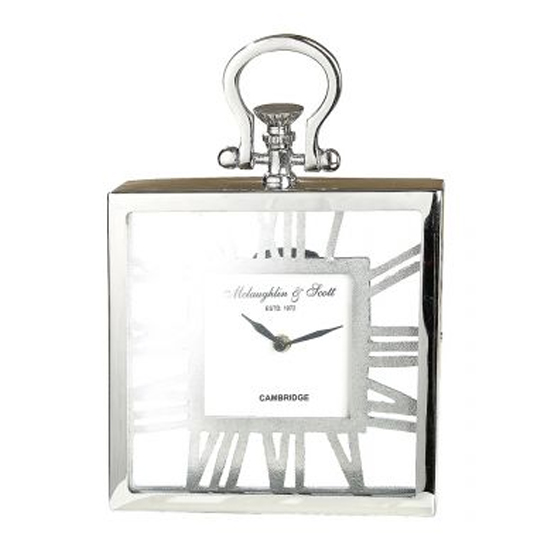 Pasio Glass Table Clock With Silver Metal Frame_2